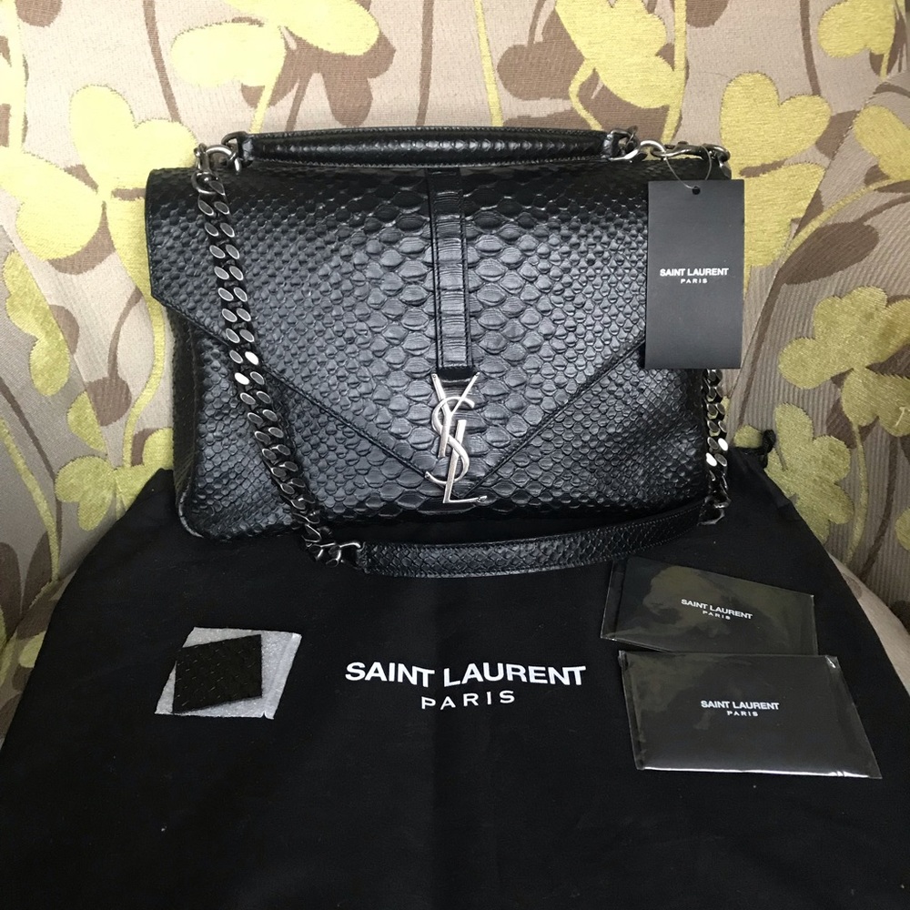 YSL Saint Laurent college Snakeskin embossed bag